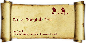 Matz Menyhért névjegykártya